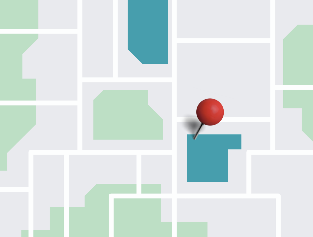 red pin point on a map